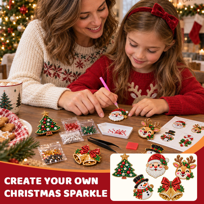 🎄💎 DIY Christmas Diamond Painting Brooch Kit--create your own sparkling holiday brooch