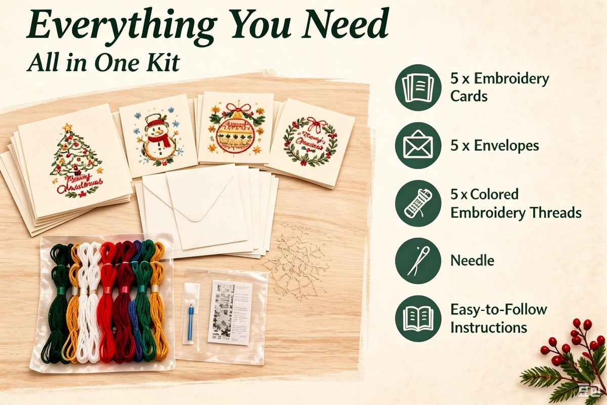 🎄 DIY Christmas Embroidery Card Kit--stitch your own heartfelt Christmas cards🩷