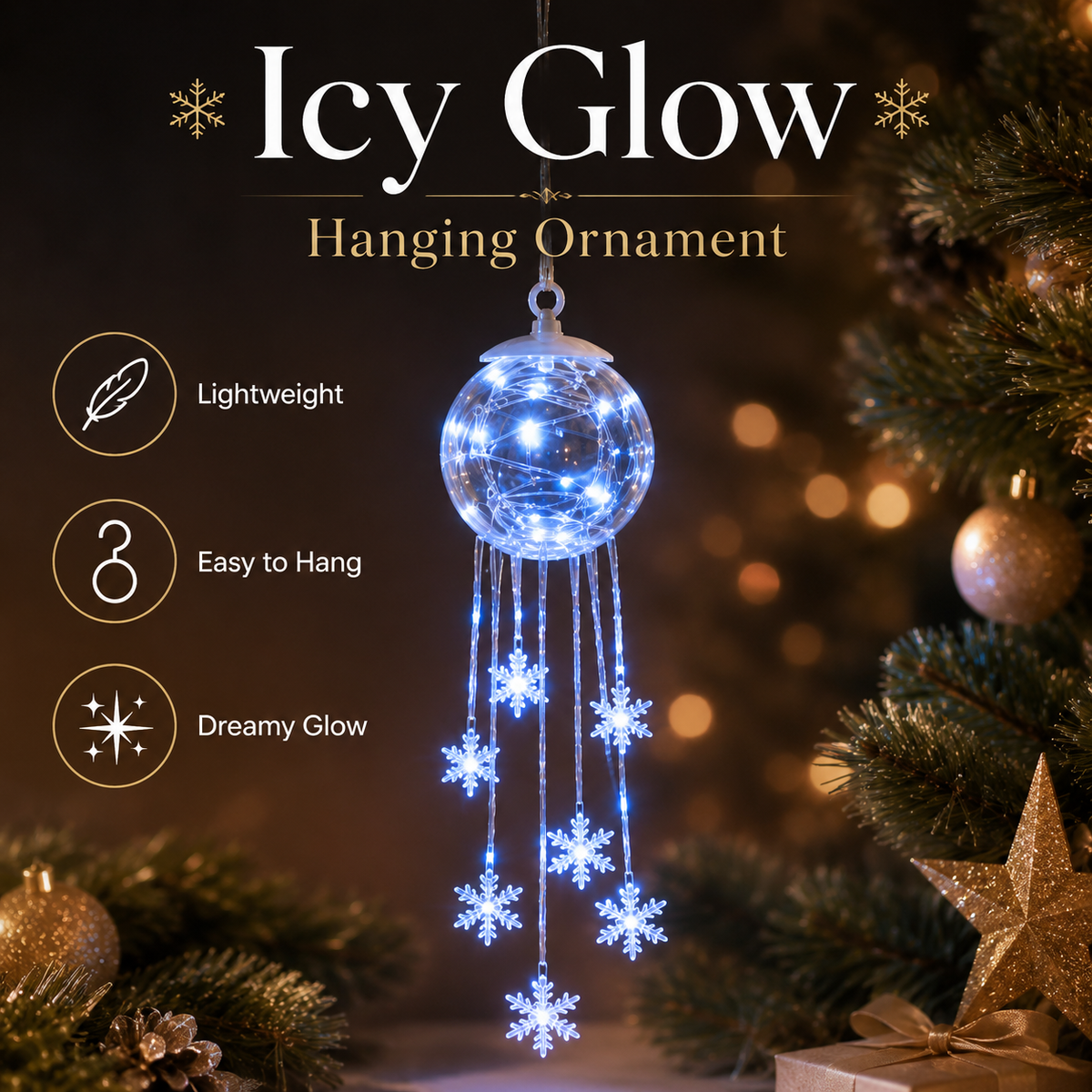 ❄️Winter Magic Snowflake Cascade – LED Hanging Christmas Ornament💎