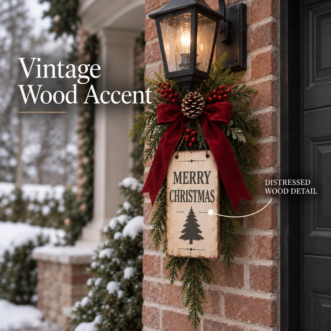 🎄🏮 Vintage Christmas Lantern Swag--make your entrance feel like Christmas again