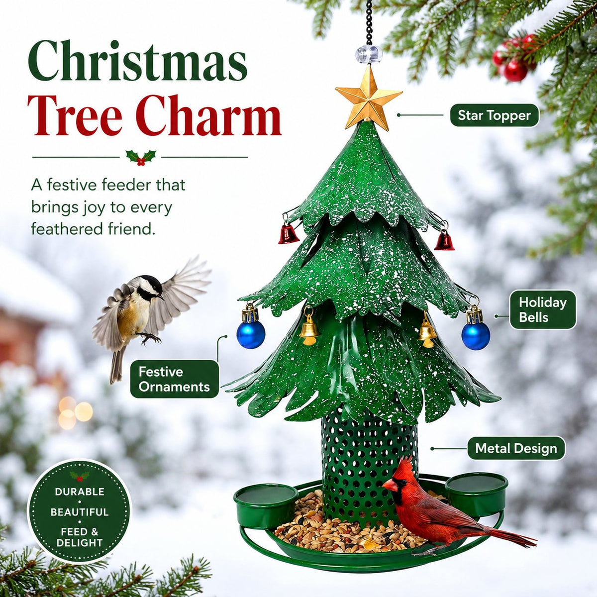 🎄 Christmas Tree Bird Feeder — Bring Magical Winter Wildlife to Your Window! ✨🕊️