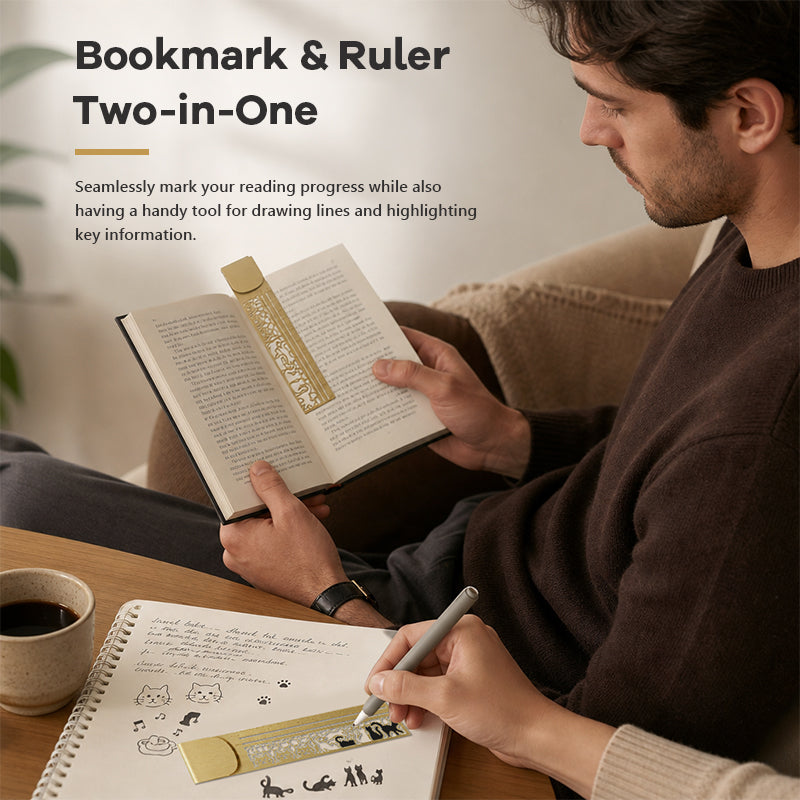 🐱 The Ultimate Elegant 2-in-1 Tool For Bookworms! ✨Cat Template Multi-functional Bookmark Ruler