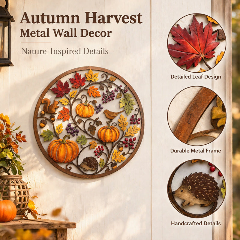 🍂🎃 Autumn Pumpkin & Animal Metal Sign — hang it up, and autumn arrives at your door