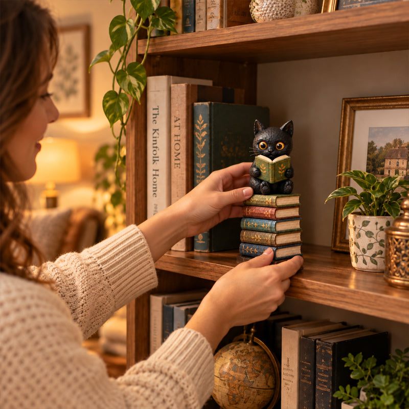 🐱📚Reading Cat Figurine – Always Time for One More Chapter