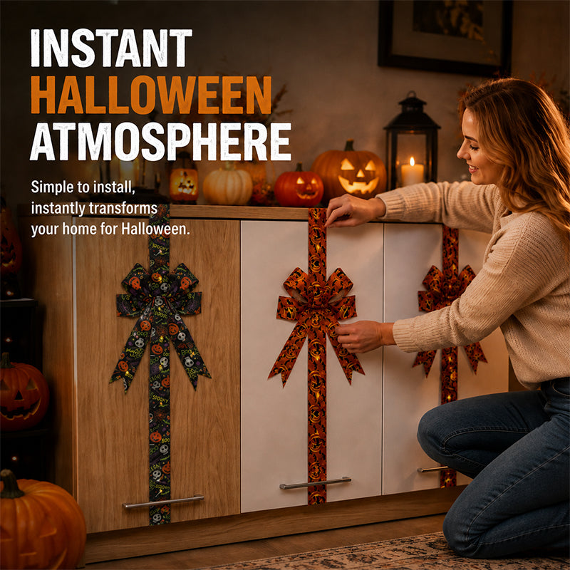 🎃👻 Halloween Cabinet Ribbon Bow — Rapid Kitchen Makeover for an Instant Festive Feel! ✨🎃