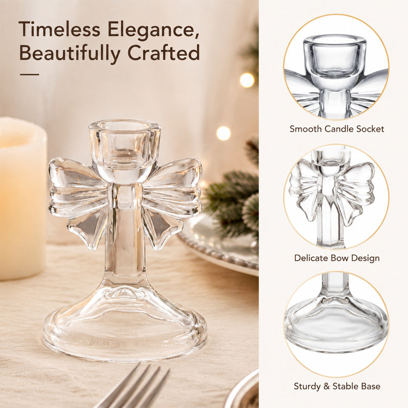 🕯️🎀 Crystal Bow Candle Holder — Romantic Table Deco