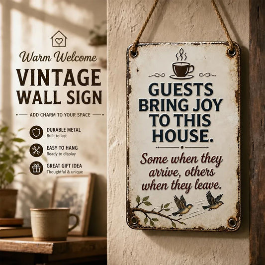 🏡Cozy Welcome Metal Sign for Porch & Garden - Weatherproof Vintage Wall Decor for Front Door, Outdoor Gate & Yard Fence