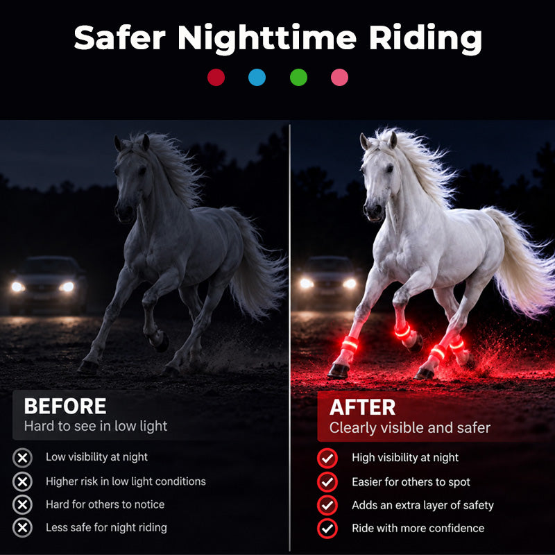 🐎 LED Bands for Horses – Set of 4 | Safety Lights for Nighttime Riding ✨