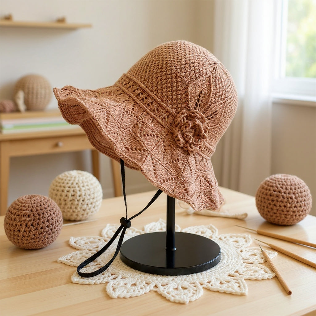 ✨A combination of style and breathability--🌸Floral pattern perforated bucket hat