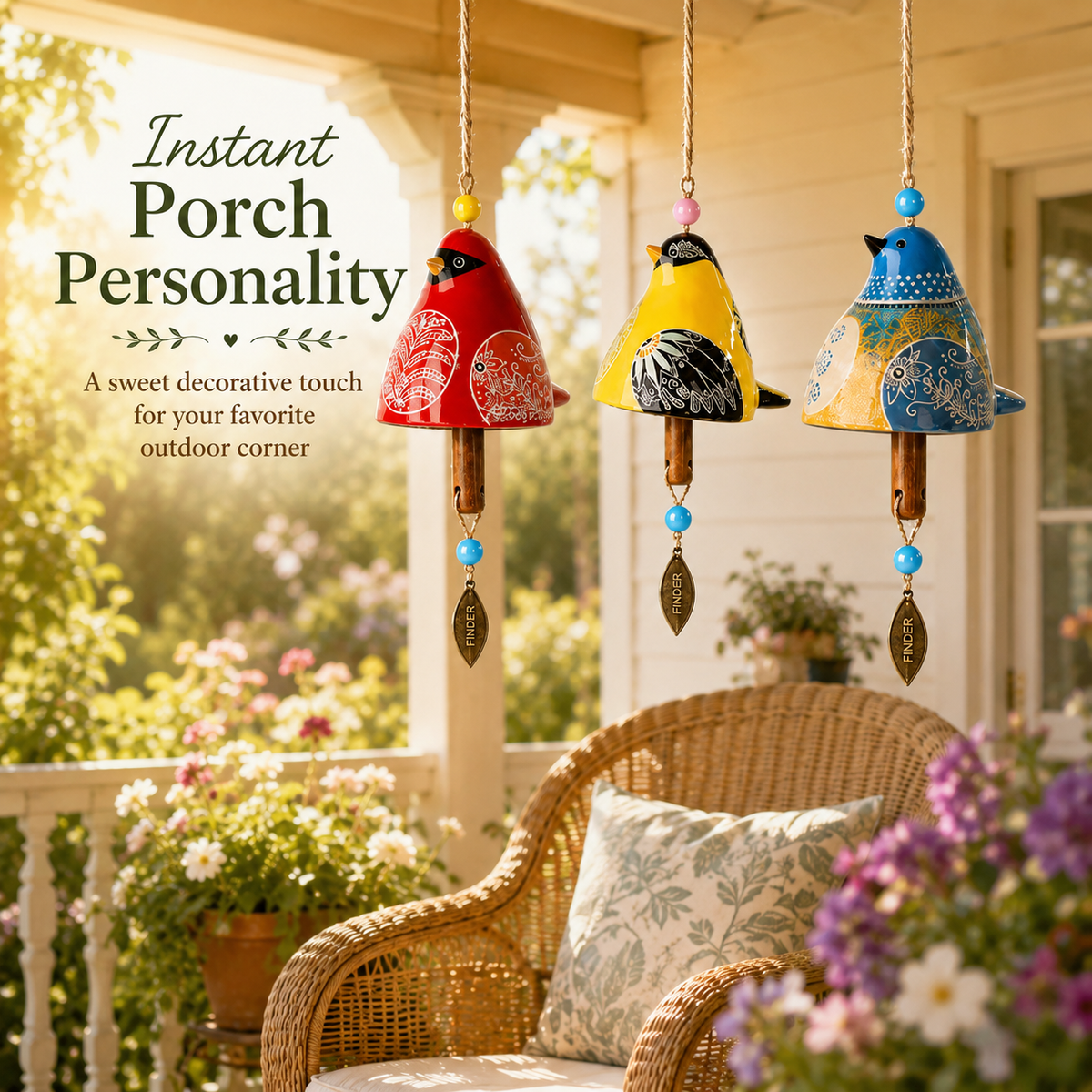 🐦🎨 Garden Songbird Wind Chime--a touch of colour and song for porch and garden