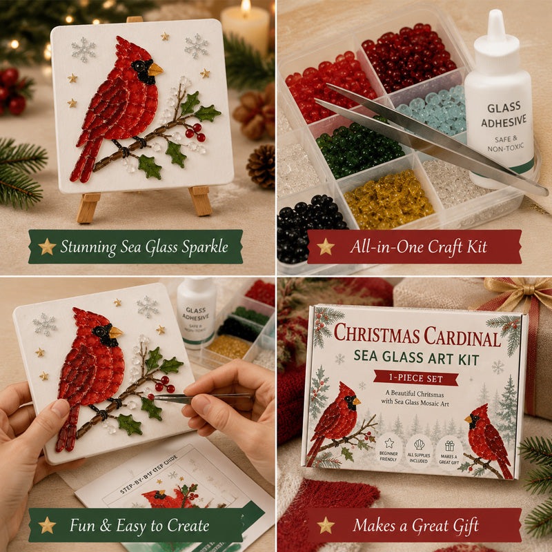 🎄DIY Winter Sea Glass Art Craft Kit – Festive Holiday Designs! ✨