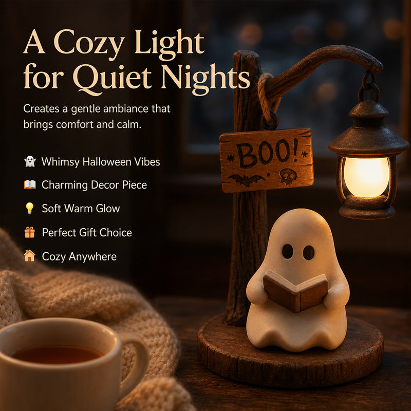 🔮Halloween Ghost Reading Lamp | Spooky & Cozy Tabletop Decor Figurine with Lantern Night Light