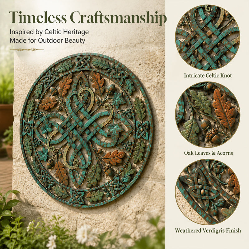 🍃🌿 Celtic Oak Knot Garden Wall Decor — a timeless symbol of heritage and nature for your outdoor space