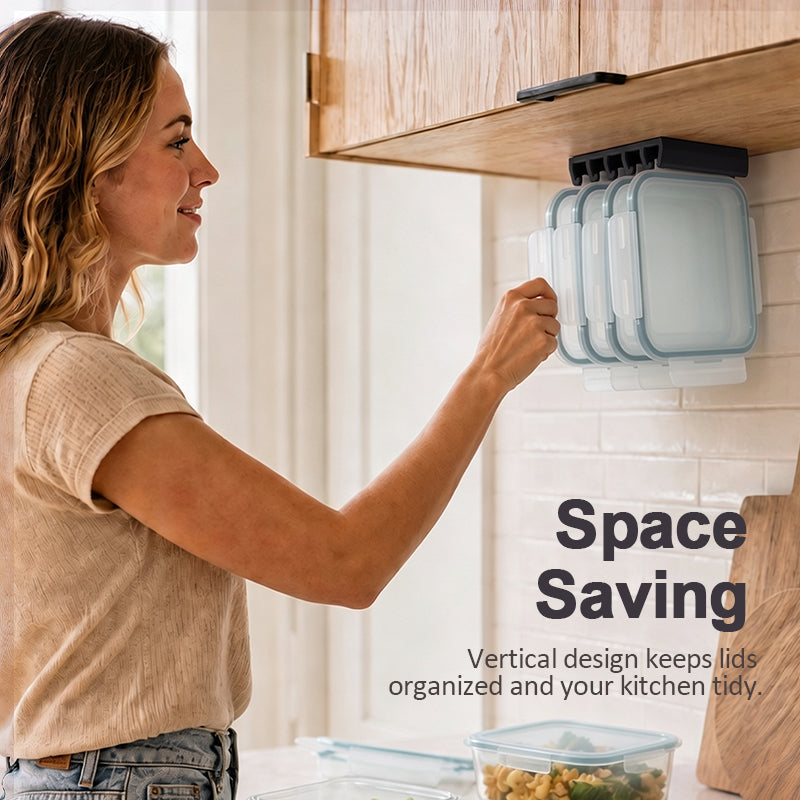🧺📚 Food Container Lid Organiser Rack — stand them up, see them all