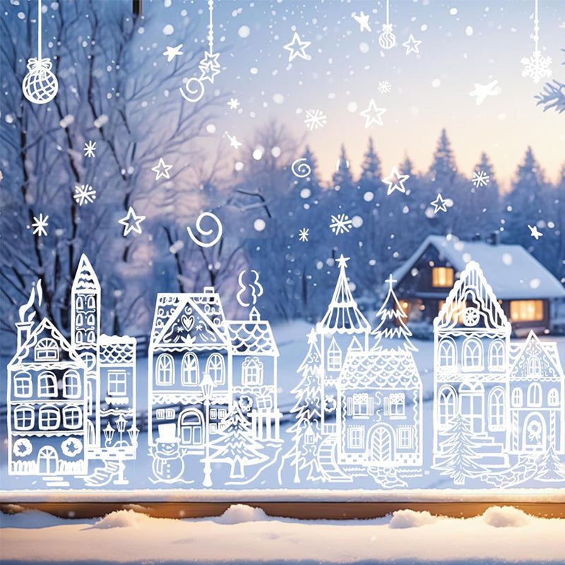 ❄️ Christmas Village Window Decals – A Touch of Holiday Magic for Bare Glass