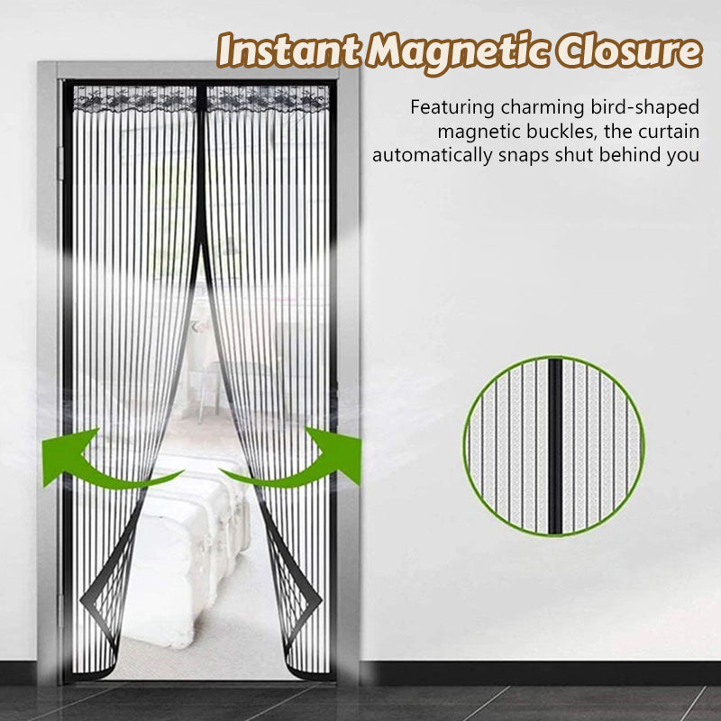 🦟 Keep pests out—installs in 2 minutes! The magnetic mesh door curtain! 🚪 Walk right in—it closes automatically! ✨