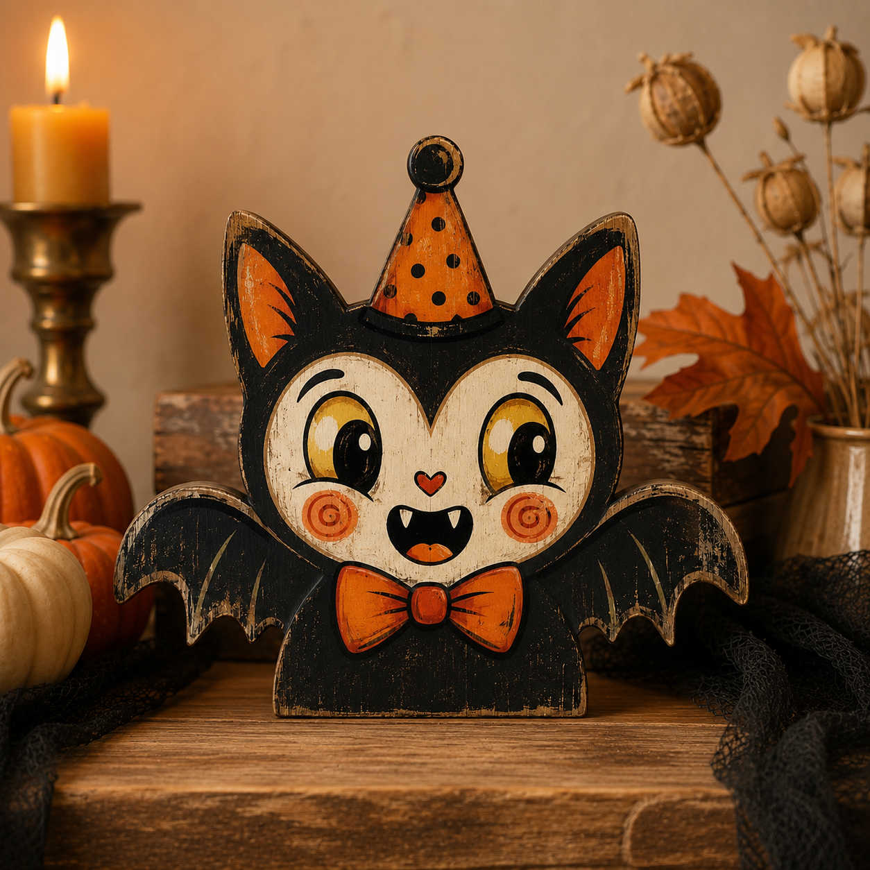 🎃 Vintage Wooden Halloween Figurines — Add Retro Nostalgic Charm to Your Tabletop! 🍂