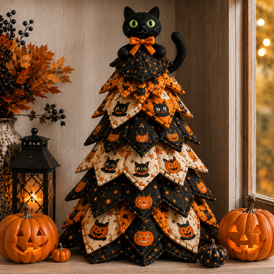 🎃🧵 DIY Halloween Quilted Fabric Tree Kit – Festive Halloween Countdown! 🎃✨