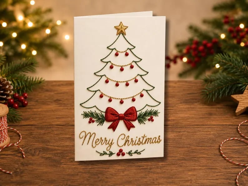 🎄 DIY Christmas Embroidery Card Kit--stitch your own heartfelt Christmas cards🩷
