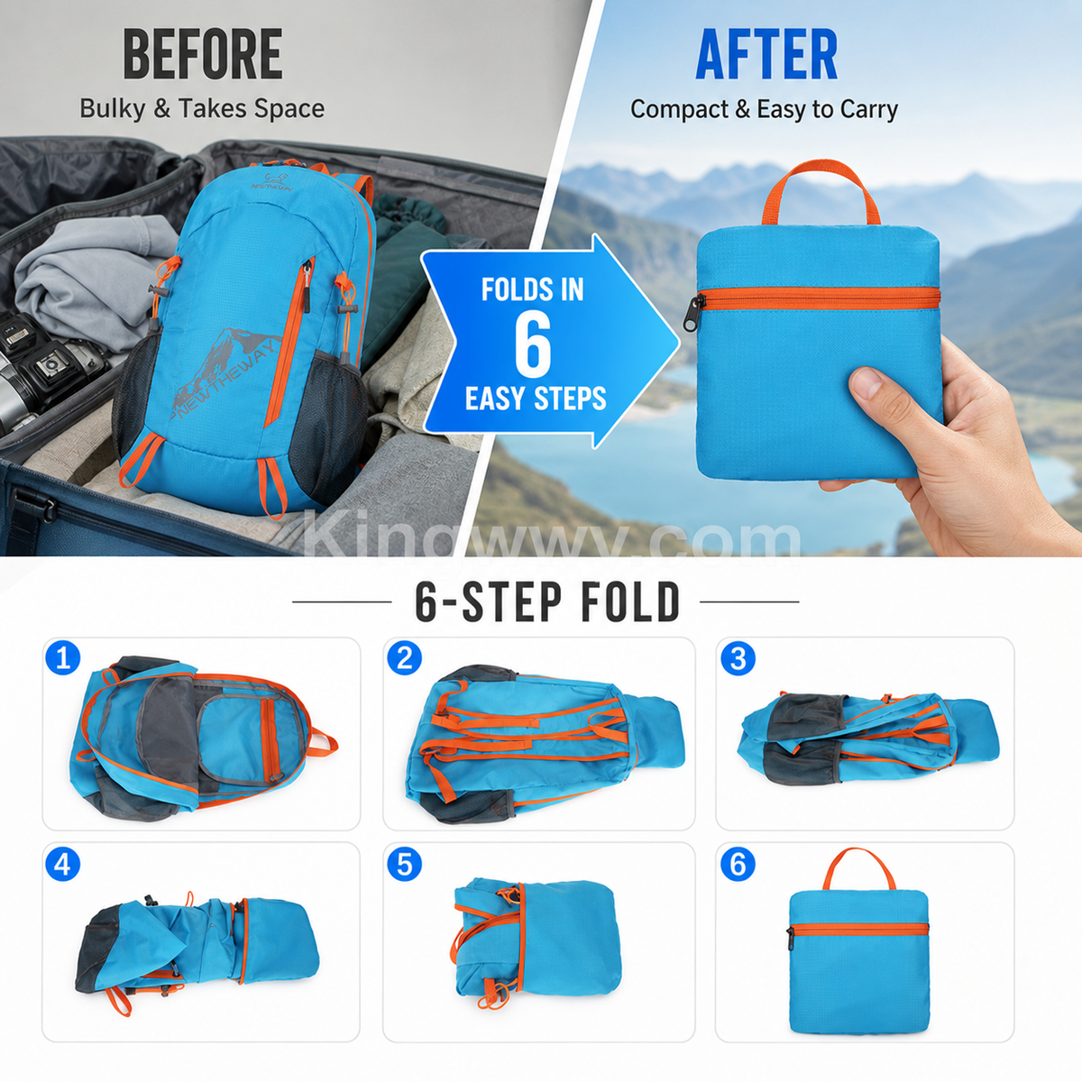 🎒🥚 Foldable Waterproof Hiking Backpack — folds down to egg‑size, travel light