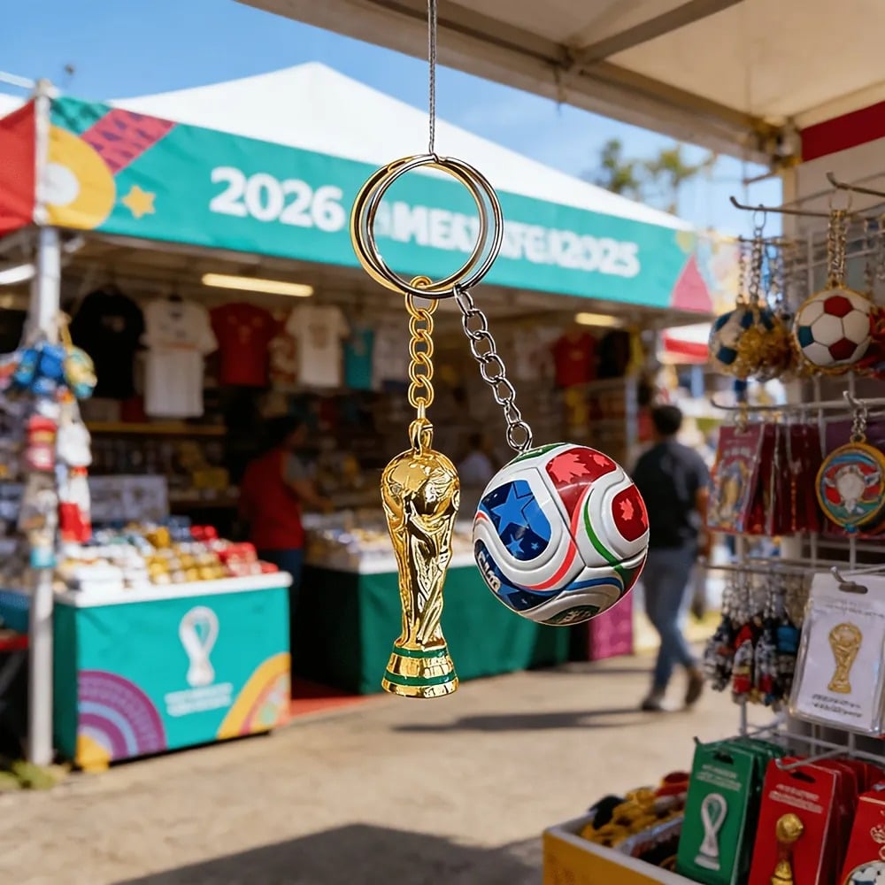 🏆 2026 World Cup 3-in-1 Keychain: Limited Edition Trophy & Soccer Ball Fan Gift! 🇨🇲🇺