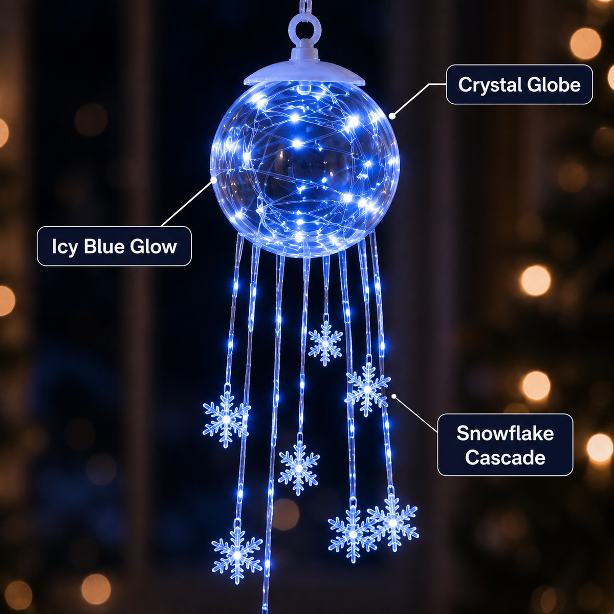 ❄️Winter Magic Snowflake Cascade – LED Hanging Christmas Ornament💎