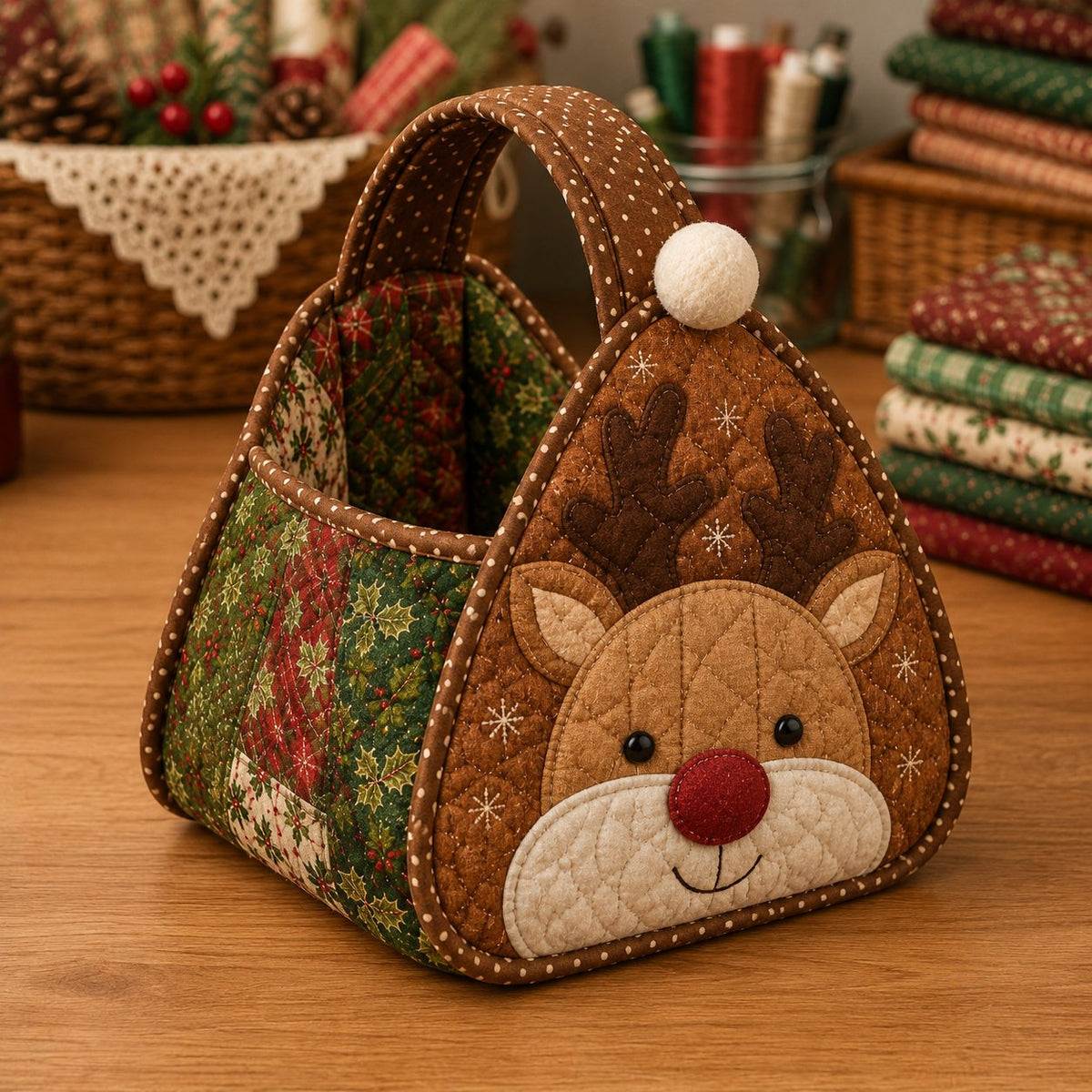 🎄 Christmas Quilted Carry Basket-Choose DIY Kit or Finished Basket for ultimate holiday cheer! ✨🧵