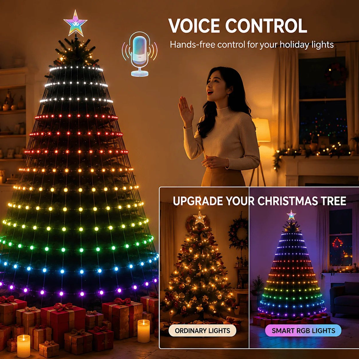 🎄✨ Smart Christmas Tree Waterfall Lights--turn your space into a magical winter wonderland