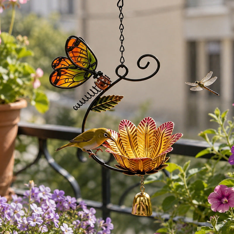 🦋🌼 Butterfly & Flower Bell Feeder — a charming accent for garden moments