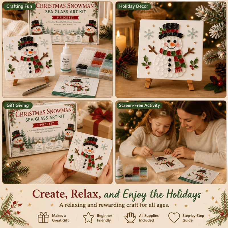 🎄DIY Winter Sea Glass Art Craft Kit – Festive Holiday Designs! ✨