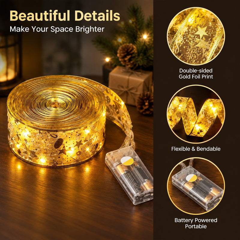 🎄 Christmas LED Ribbon Lights – A Warm Festive Glow for Your Tree