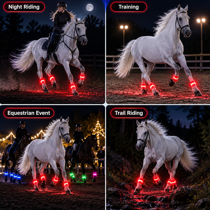 🐎 LED Bands for Horses – Set of 4 | Safety Lights for Nighttime Riding ✨