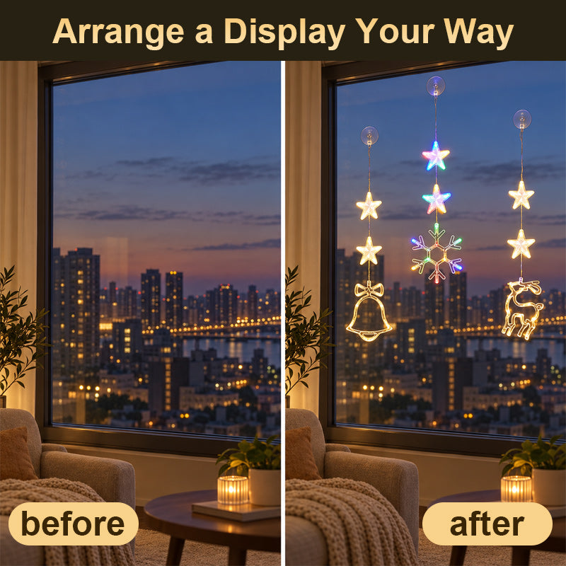 ✨❄️Christmas LED Suction Cup Window Lights – Cordless & Damage-Free Holiday Glow