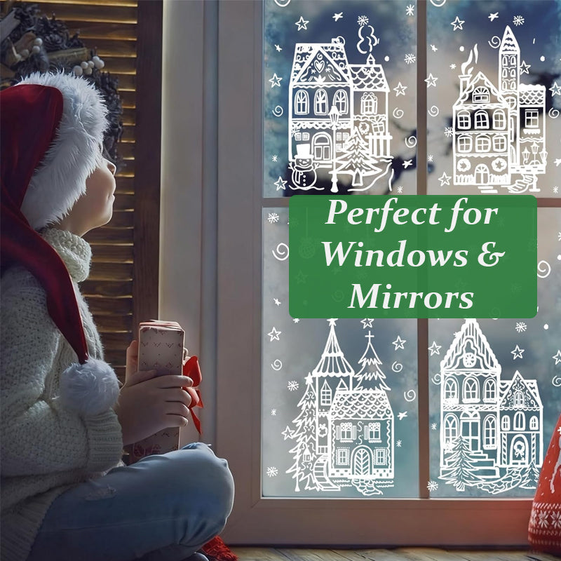 ❄️ Christmas Village Window Decals – A Touch of Holiday Magic for Bare Glass