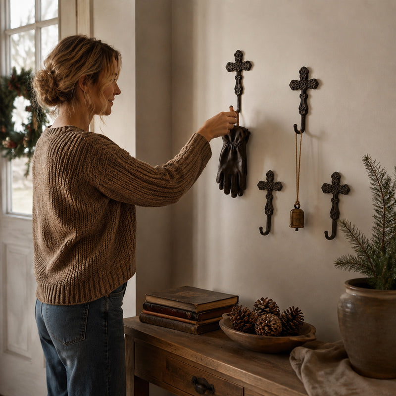 🖤🏡 Vintage Cross Hook Wall Mount