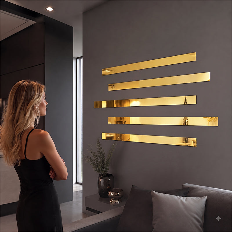 ✨ Long Strip Mirror Wall Stickers: Modern Peel-&-Stick Reflective Decor! 🪞