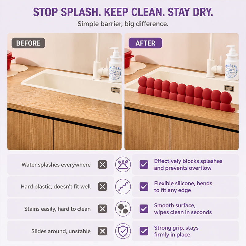 🏡Flexible Silicone Sink Splash Guard – Keep Your Worktops Dry & Splash-Free! 💧✨