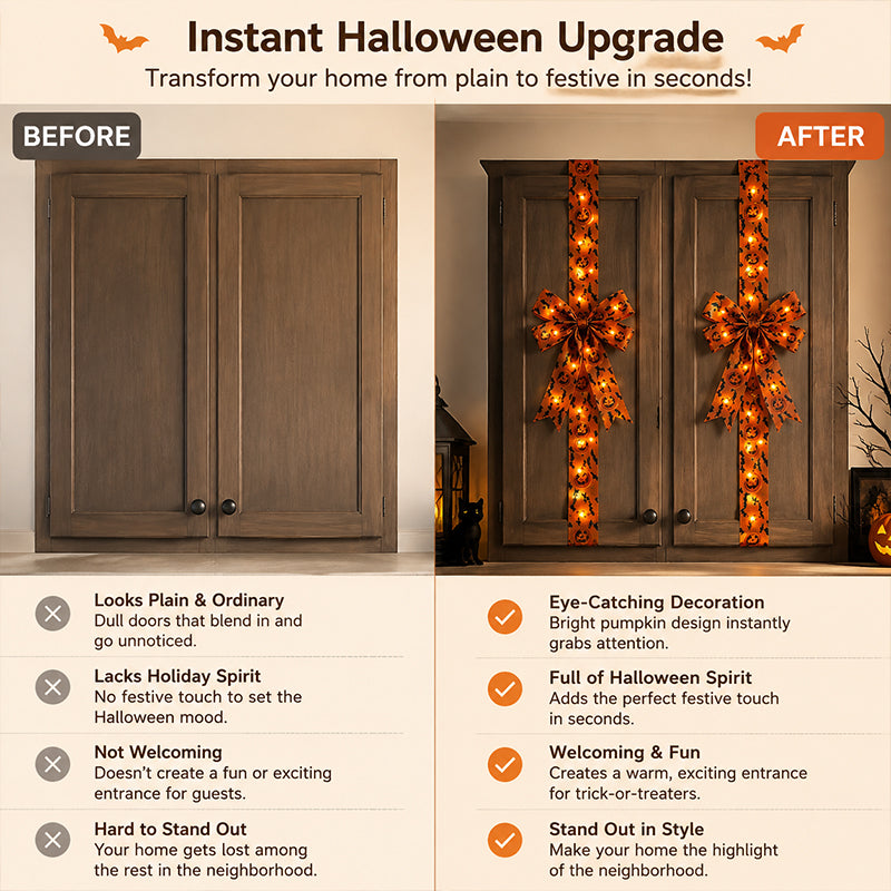 🎃👻 Halloween Cabinet Ribbon Bow — Rapid Kitchen Makeover for an Instant Festive Feel! ✨🎃