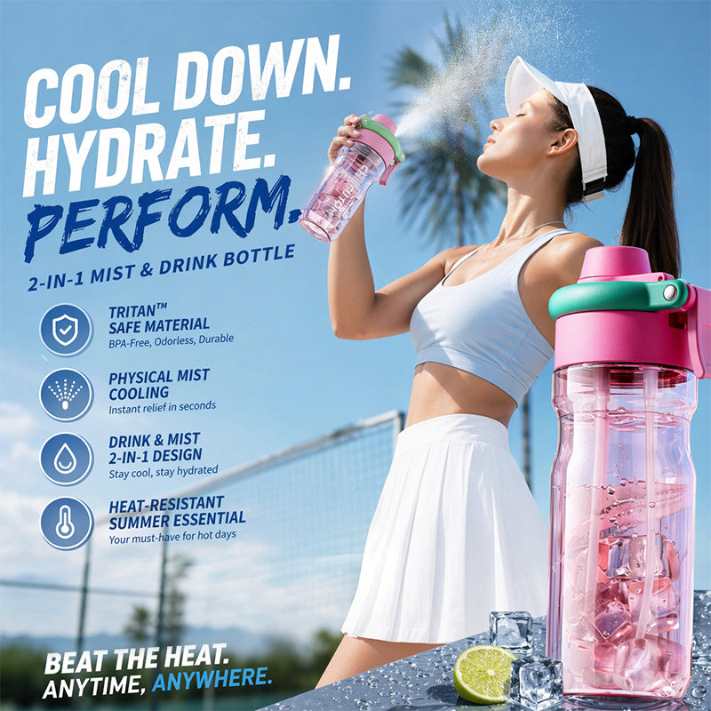 💦Drink. Mist. Repeat🥤2-in-1 Mist & Sip Sports Water Bottle