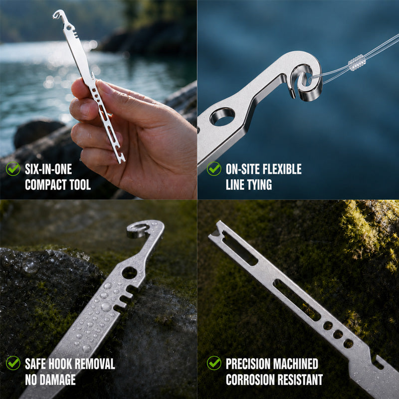 🎣Multi-functional 6-in-1 Fishing Knotter & Hook Remover Tool