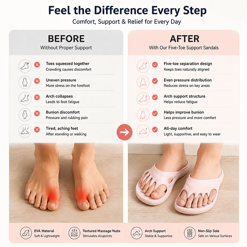 🌸 Women's Five-Toe Arch Support Slide Sandals