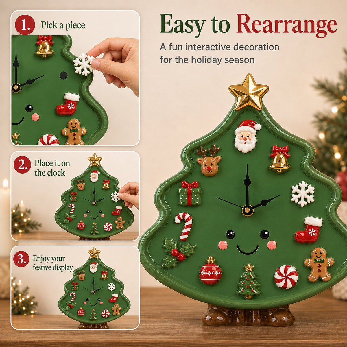 🎄 Interactive Magnetic Christmas Tree Clock — Creative Holiday Decor Kids Can Actually Play With! ✨🕰️