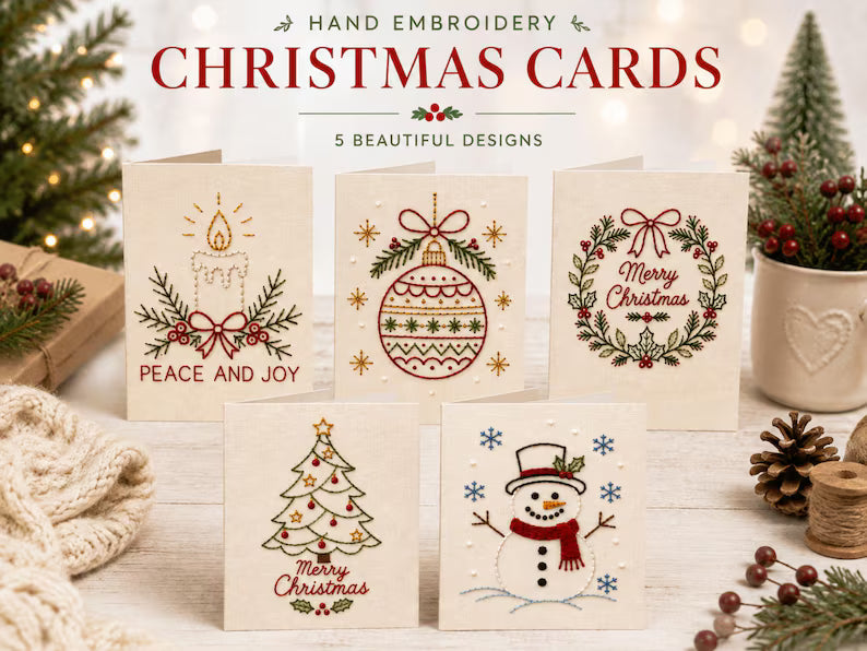 🎄 DIY Christmas Embroidery Card Kit--stitch your own heartfelt Christmas cards🩷