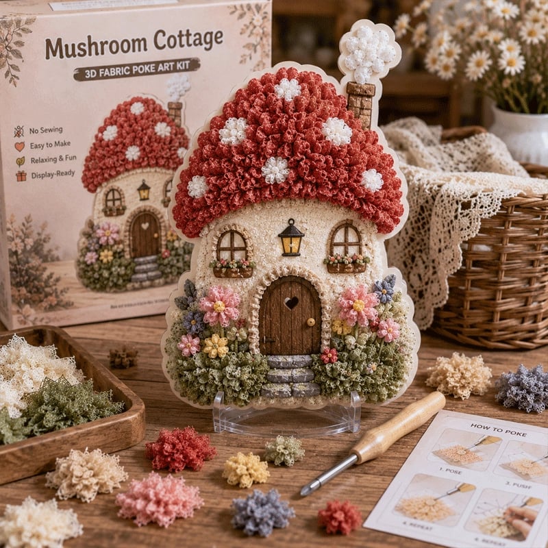 🏡Seamless 3D Textile Art Kit Fairy Village ✨