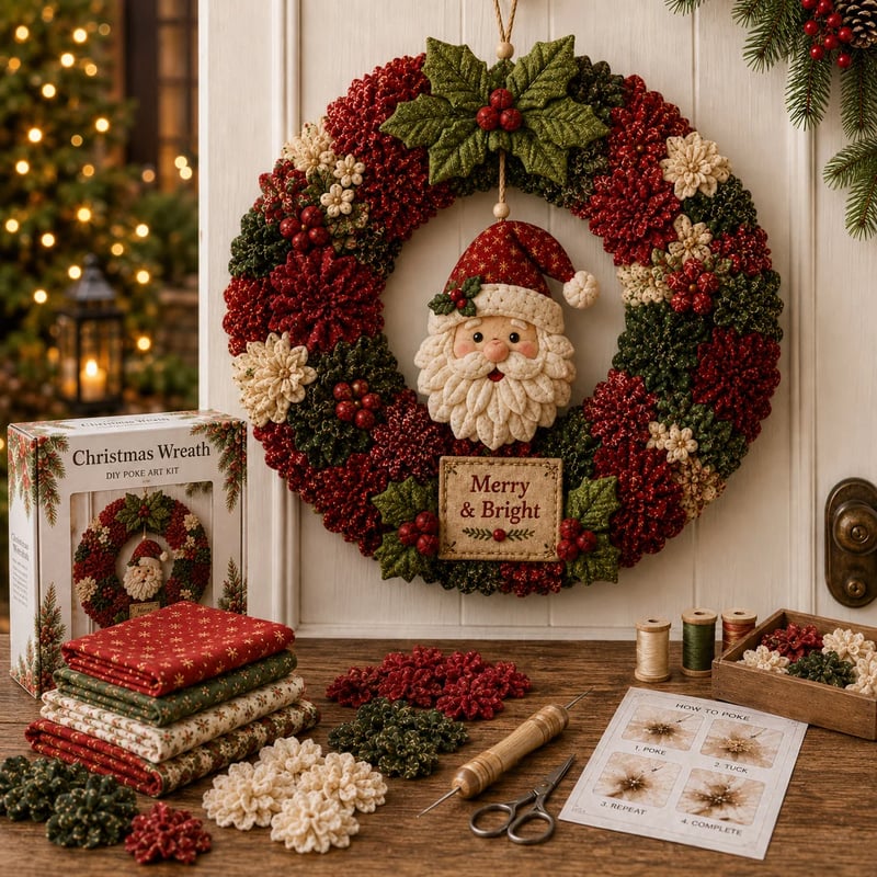 🎄 DIY Christmas Wreath Kit with Pinboard Art – Handmade Christmas Window Decoration