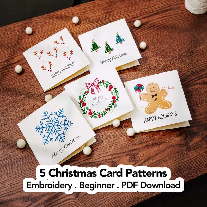 🎄 DIY Christmas Embroidery Card Kit--stitch your own heartfelt Christmas cards🩷