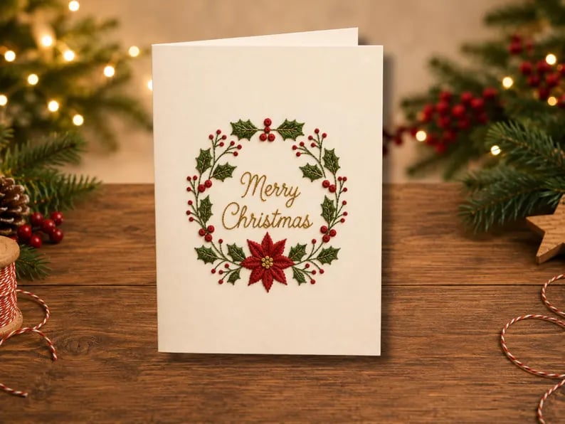 🎄 DIY Christmas Embroidery Card Kit--stitch your own heartfelt Christmas cards🩷