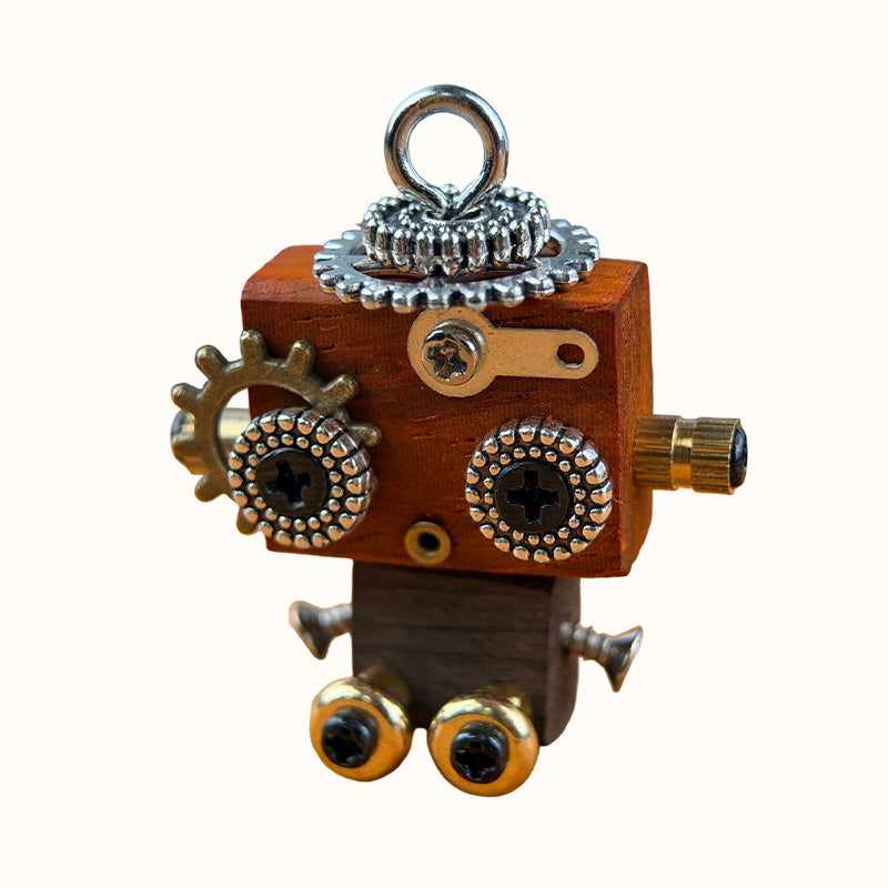 🤖 Handmade Original Cute Punk Robot Wooden Pendant