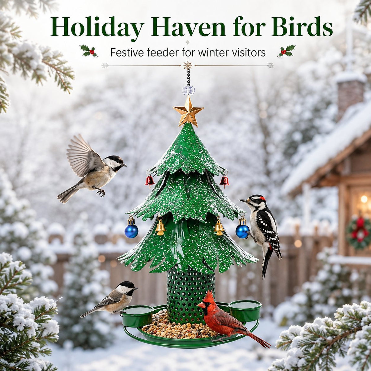🎄 Christmas Tree Bird Feeder — Bring Magical Winter Wildlife to Your Window! ✨🕊️