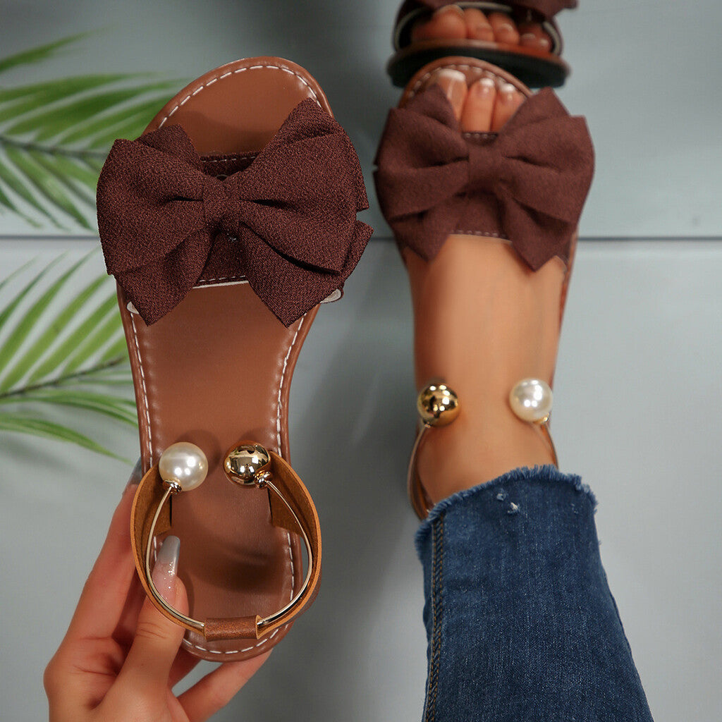 🔥Hot Selling | 👠 Stylish Pearl-colored Sandals With An Ankle Strap